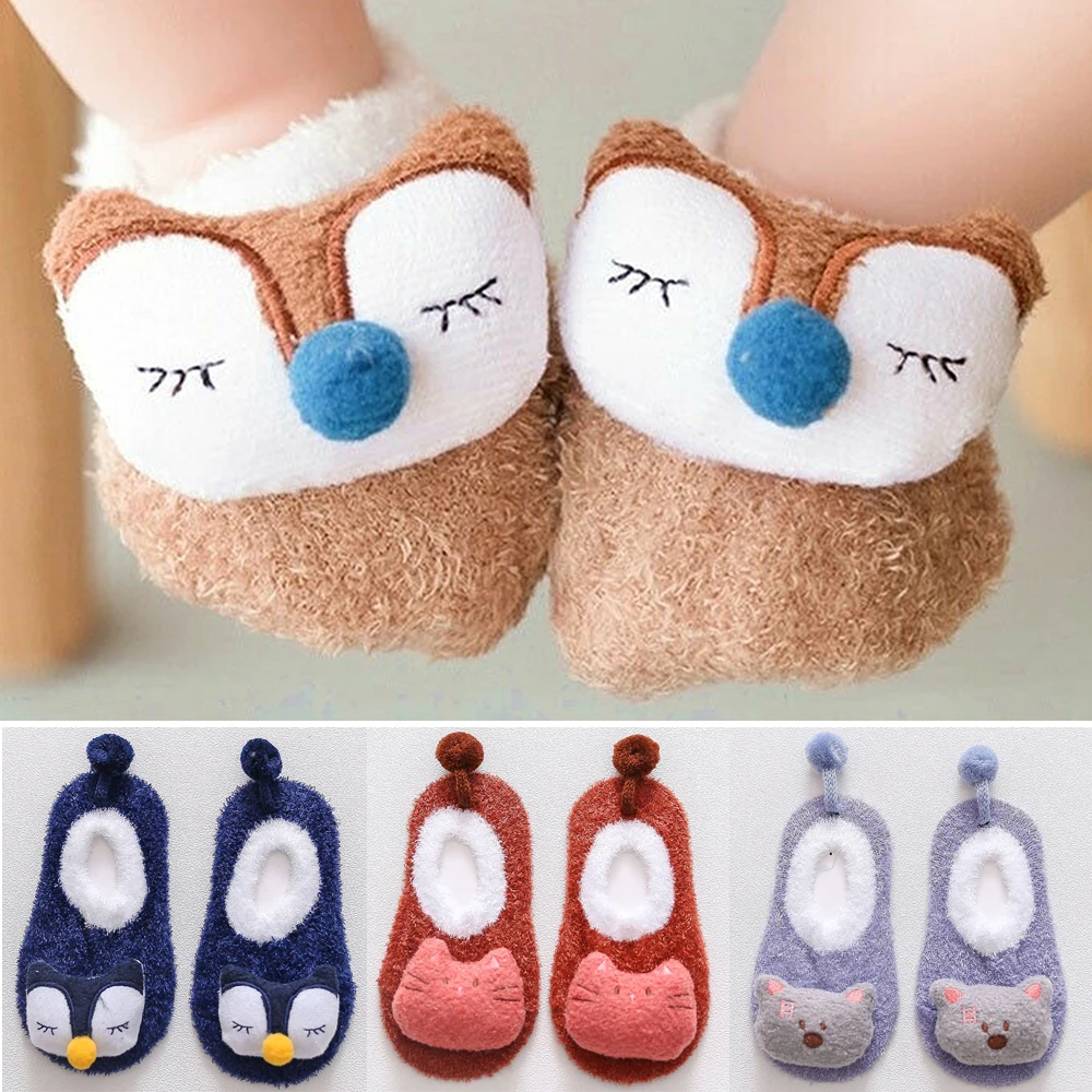 Для малышей носки с рисунками зверей из мультфильмов тапочки для новорожденного