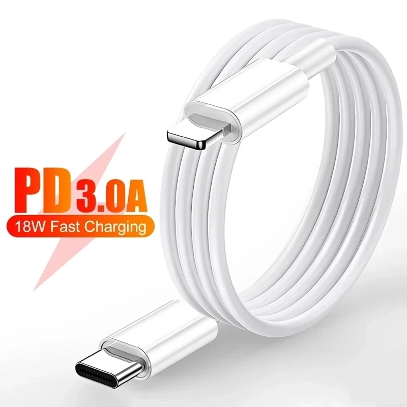 

1m 18W PD Cable Fast Charging USB Data Cable for iPhone X XR XS Max 11 12 Pro Max 8 Plus Type-C to Lighting Quick Charger Cables