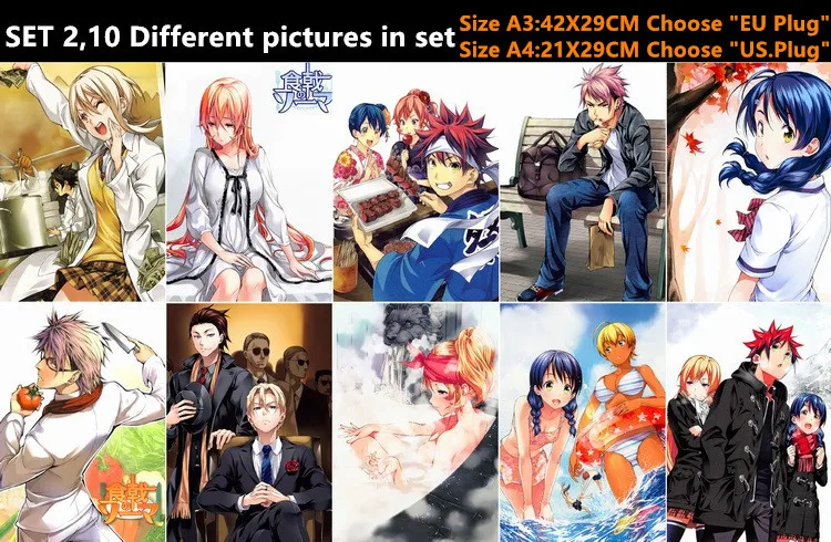 10 шт./лот аниме Shokugeki no Souma постер открытка наклейка еда войны игрушка Erina Megumi Alice