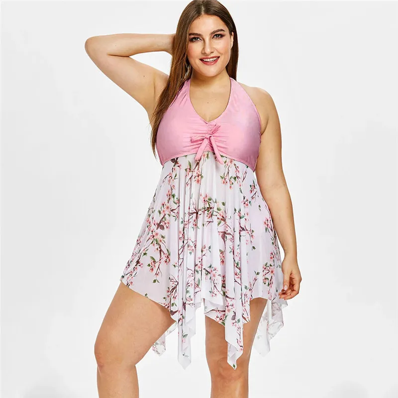 Танкини одежда для купания Женский раздельный купальник с принтом большой