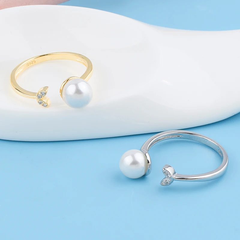 Милые жемчужные кристаллы от Swarovski открытые Регулируемые кольца из настоящего