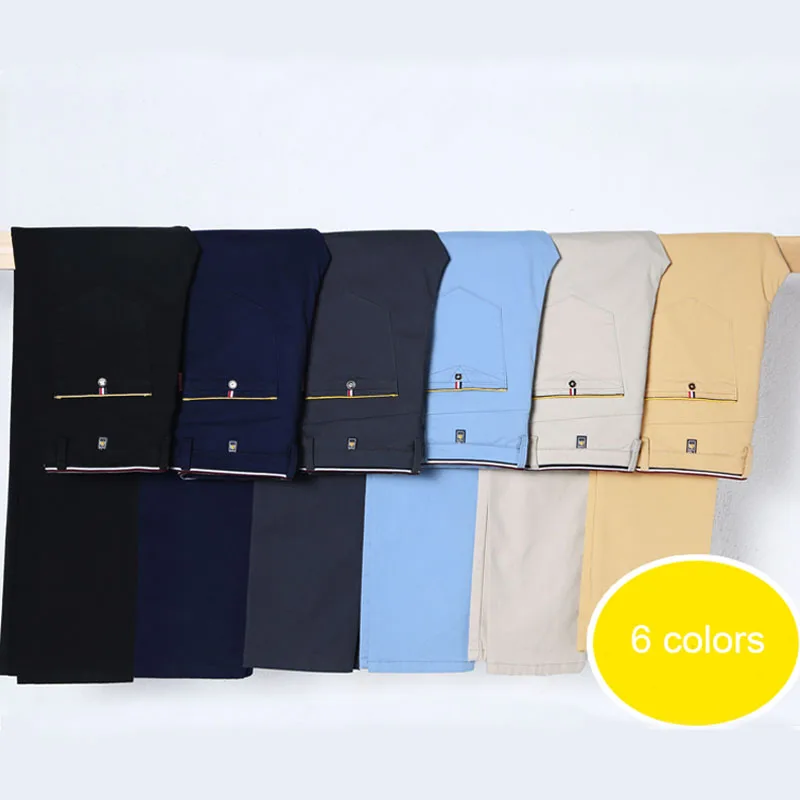 

6 Color Casual Pants Men 2019 Spring New Business Fashion Casual Elastic Straigh Trousers Male Brand Gray White Khaki Navy