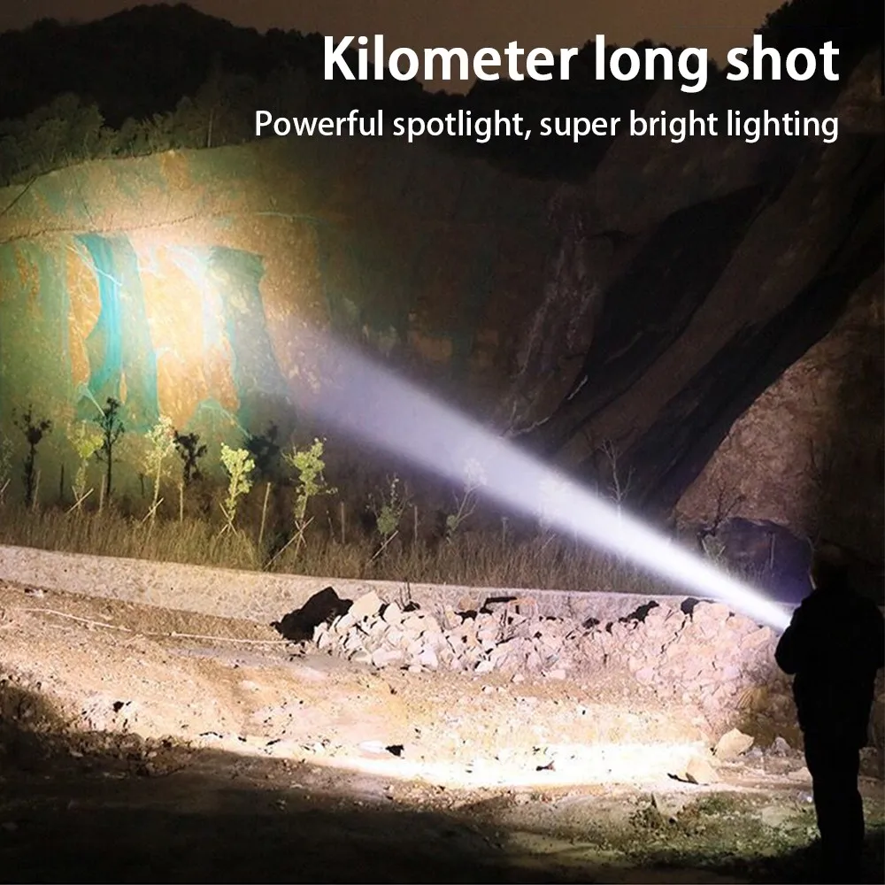 

SEASENXI T6 LED Spotlights Flashlight Searchlight 6000LM Rechargeable Torch 3 Modes Powerful Portable Hand Lamp