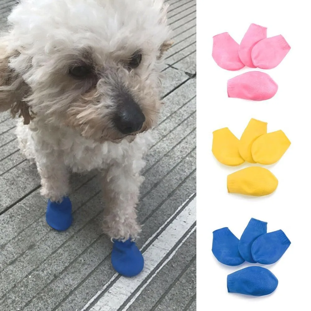 4 шт./компл. обувь для домашних животных носки водонепроницаемые резиновые