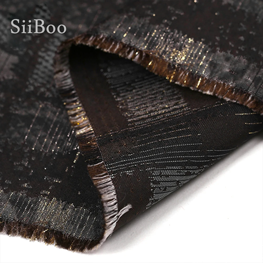 Европейский стиль черный кофе геометрический Металлик Жаккардовая парча ткань
