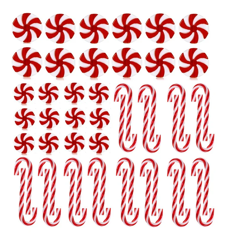 

48 Pieces Christmas Candy Canes Candy Swirl Garland Plastic Candy Decoration Tree Candy Garland Ornaments for Xmas Party