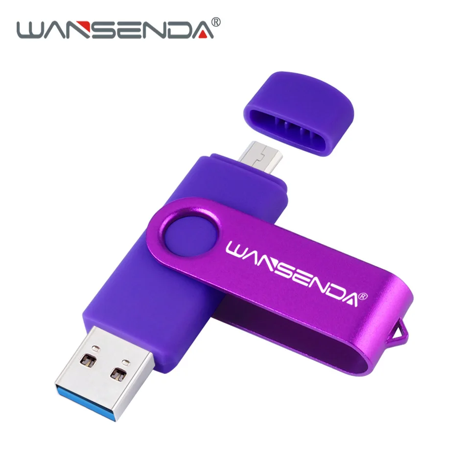 Новая USB флеш-накопитель Wansenda 3,0, 256 ГБ, 128 ГБ, 64 ГБ, 32 ГБ, 16 ГБ, 8 ГБ, OTG, 2 в 1, высокоскоростная Флешка для Android/PC - Цвет: Фиолетовый