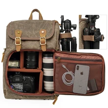Large Capacity Front Open Waterproof SLR Camera Canvas Rucksack Travel Bag DSLR Backpack Camera Bag