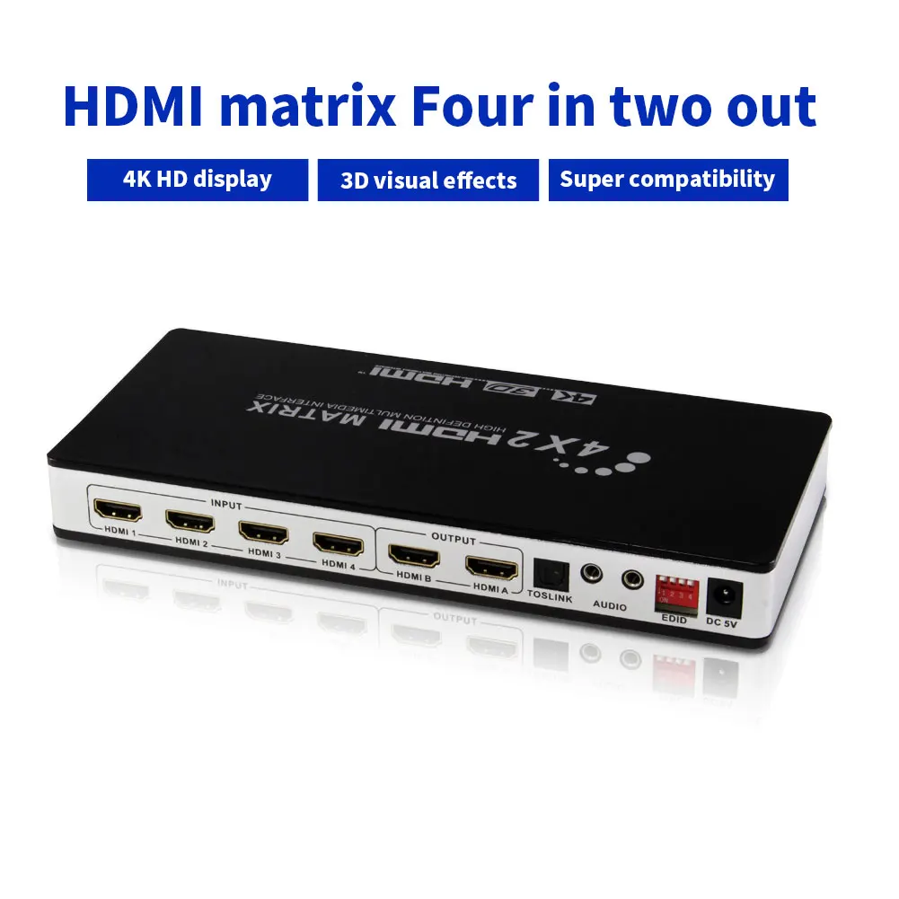 4 входа 2 выхода HDMI EDID переключатель двойной аудио Разделение HD матрица 1080P