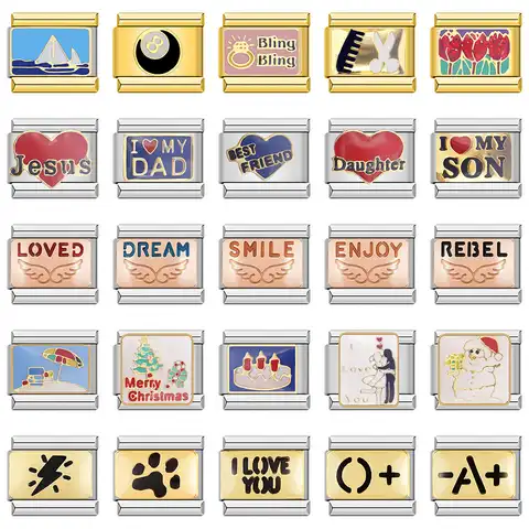 Bracelet Hapiship made of stainless steel for the manufacture of jewelry, the heart of a happy dream, Jesus, lightning, police, Italian amulets, ...