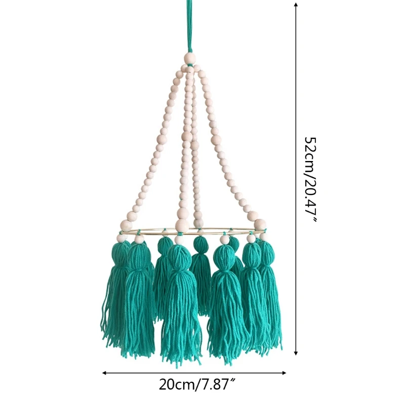 

Baby Crib Wooden Beads Tassel Photography Props Wind Chimes Kids Room Hanging Decoration Bed Bell Mobile Rattle