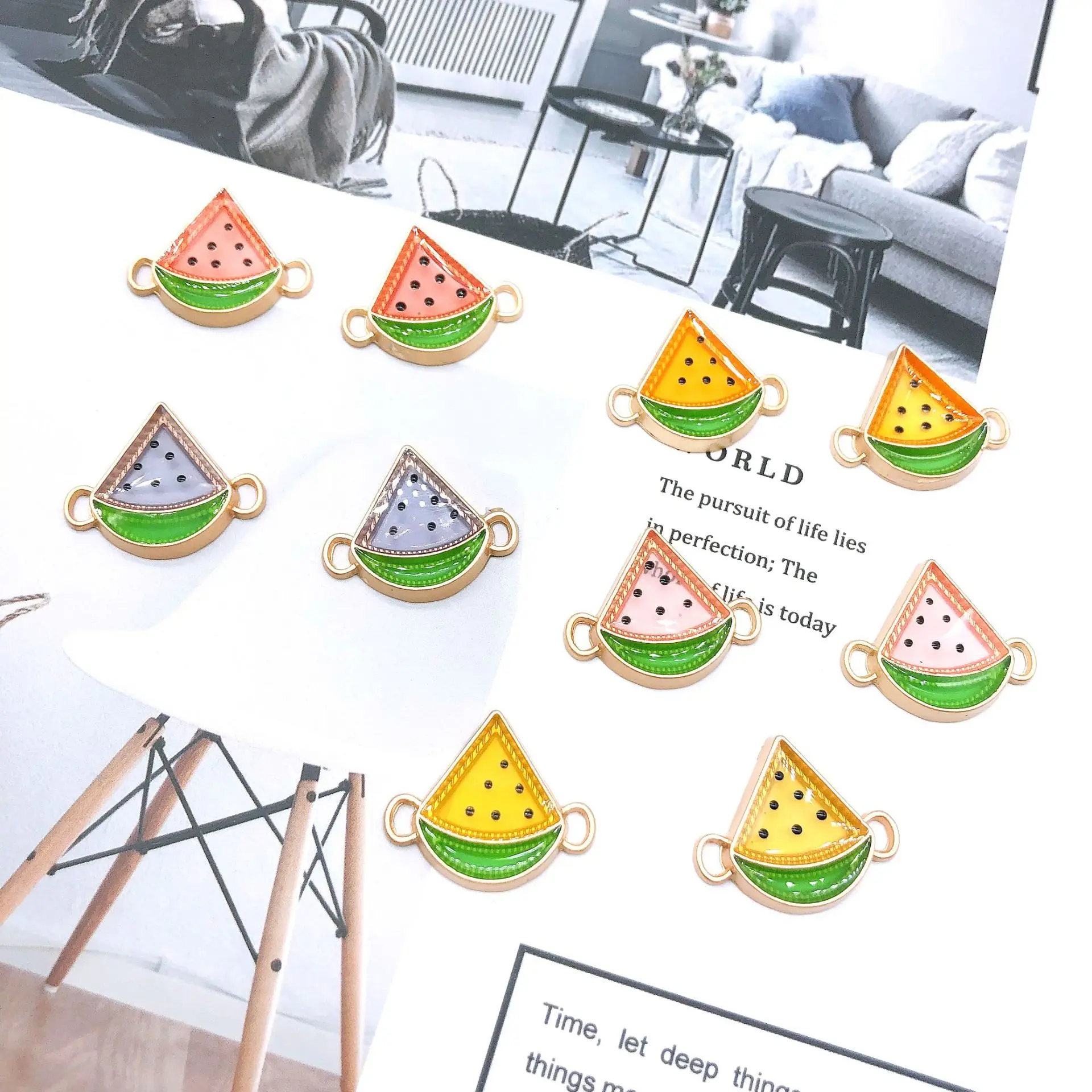 

10pcs Watermelon Strawberry Cherry Charims Jewelry Making Accessory Alloy Charm Pendant for Bracelet Earrings Necklace Wholesale