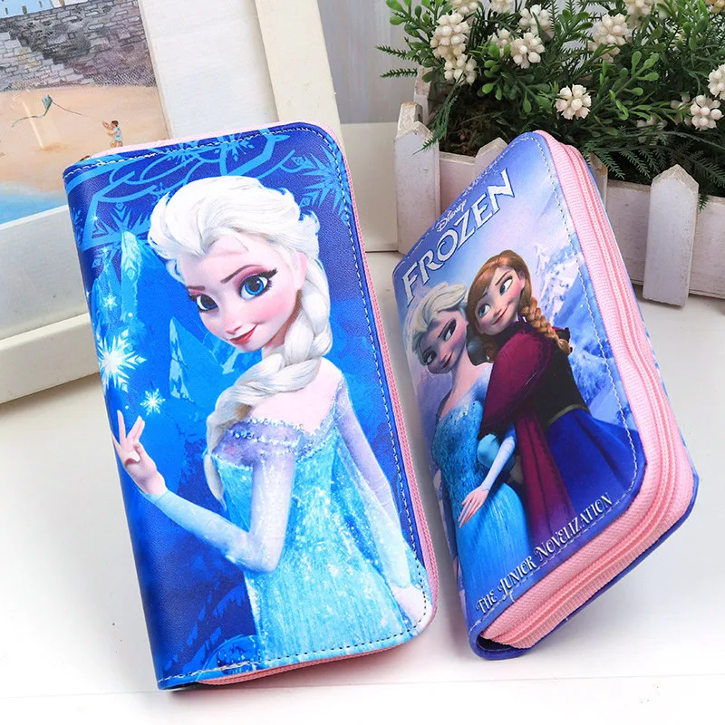 

Disney Cartoon Purse pu Coin Princess Elsa Anna Long Women's Wallet girls Prize Gift children Christmas present mickey Clutch