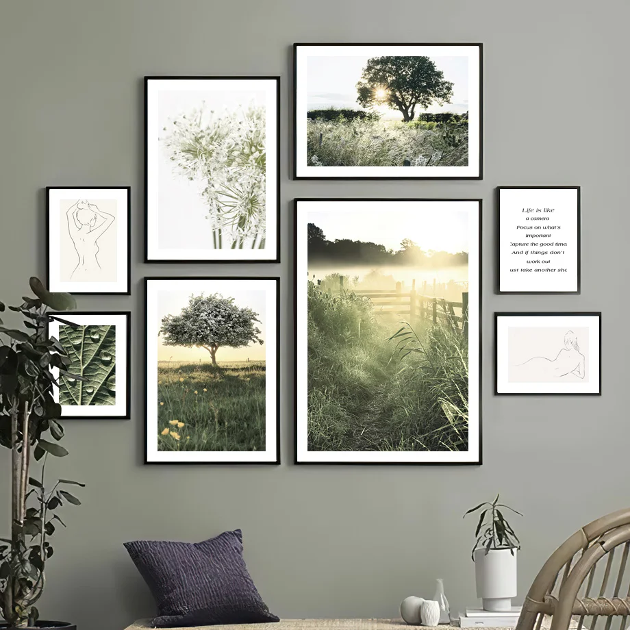 

Green Tree Grass Leaf Flower Girl Quotes Wall Art Canvas Painting Nordic Posters And Prints Wall Pictures For Living Room Decor