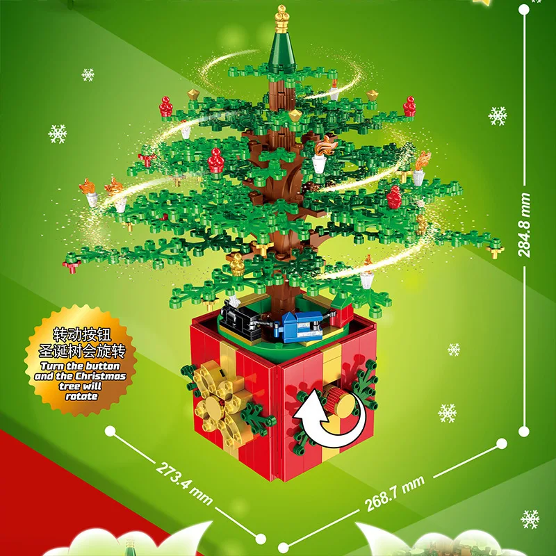 

Mailackers New Christmas Tree Rotating LED Light Box Building Blocks Ideas Friends Tree Decoration Bricks Toys For Kid Xmas Gift