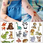 Детские подарки для малышей, динозавр, тигр, Лев, жираф, лиса, животные, детское украшение на 1-й день рождения, подарок, временные татуировки