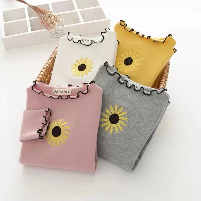 Детская футболка с длинными рукавами для девочек джемпер осенняя Повседневная