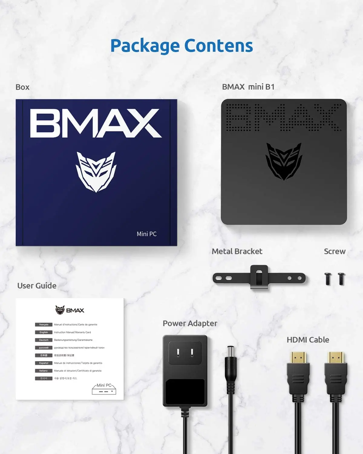 Bmax B1 мини-ПК Intel J3060 двухъядерный 4 ГБ ОЗУ 128 ГБ/256 ГБ/512 ГБ/1 ТБ 64 Гб eMMc Windows 10 двойной