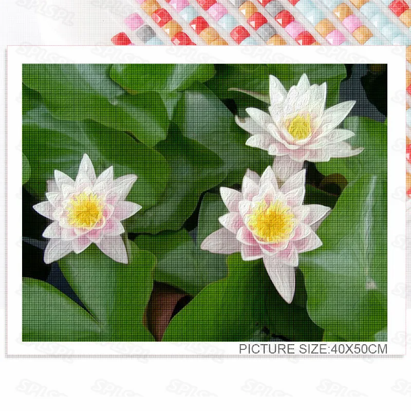 

Diy Diamond Painted Yellow Stamens Delicate and Elegant Lotus Immature Lotus Green Lotus Leaf Personality Niche Poster