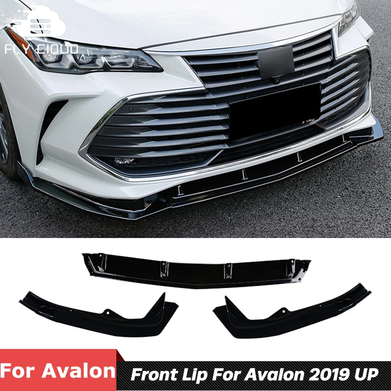 

3 шт. сплиттеры ABS Материал углеродное волокно Черная передняя Лопата бампер подбородок губы для Toyota Avalon 2019 Up