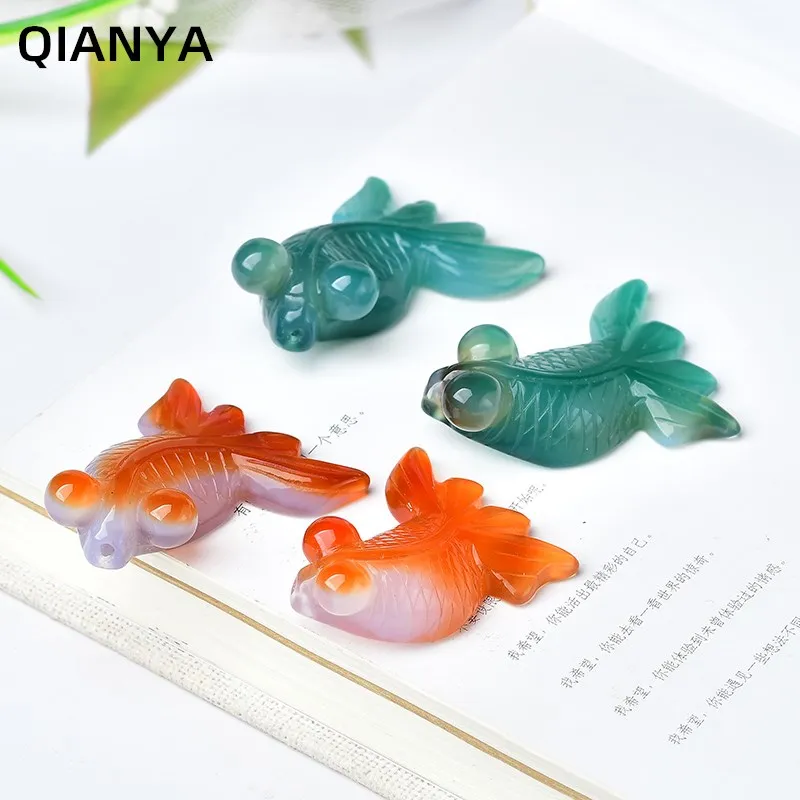 

Красивая скульптура из натурального агата, золотая рыбка, Хрустальный драгоценный камень, восстанавливающая форму домашняя аквариумная ры...