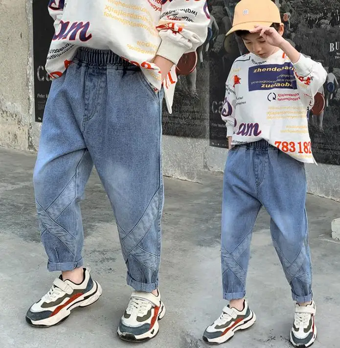 

Baby new jeans children loose retro washed denim trousers children's pants fashion casual denim trousers