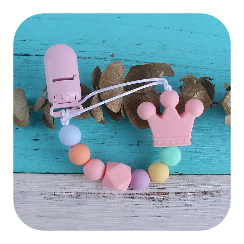 

Держатель для соски-пустышки, детские силиконовые бусины для прорезывания зубов, подставка для соски для детей, Жевательная силиконовая иг...