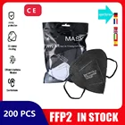 Черная FFP2 маска CE 2163 защитная маска для лица FPP2 маска для рта респиратор 95% фильтрация крышка рта многоразовые пылезащитные маски