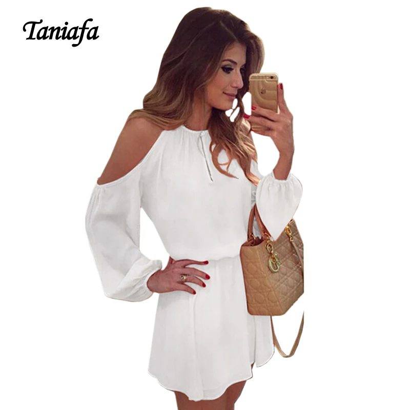Taniafa 2020 New Fashion Women Causal Pure Color Camisole Strapless Mini Sexy Long Sleeve Slim Party Dress | Женская одежда