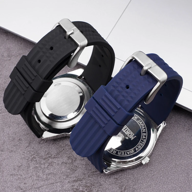 

20mm 22mm Silicone Strap Men Sport Diving Waterproof Rubber Bracelet Metal Buckle Accessories for Seiko SRP777J1 Watch Band