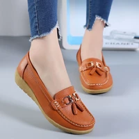 2021 genuine leather spring autumn handmade comfortable shoes women loafers soft leather women flats shoes nvx382
