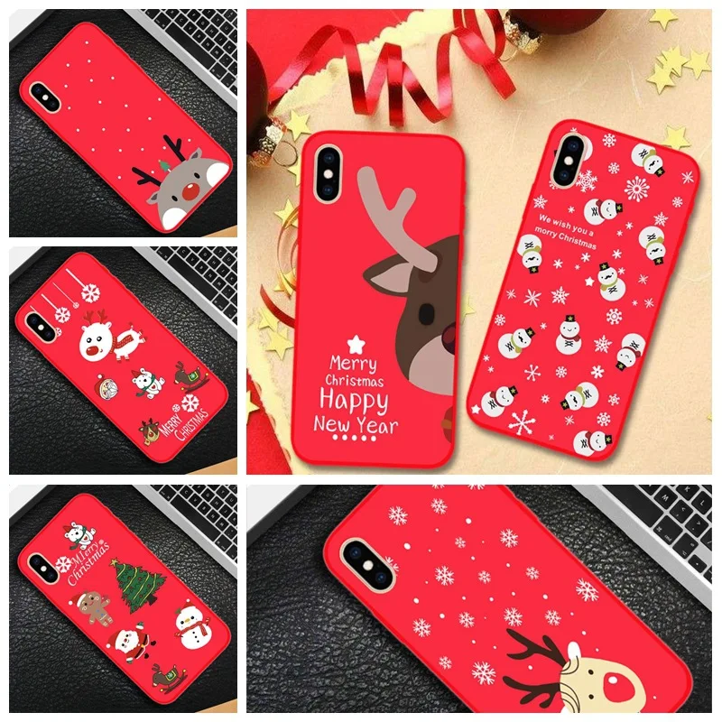 Рождественский чехол для телефона тонкий красный Силиконовый из ТПУ с