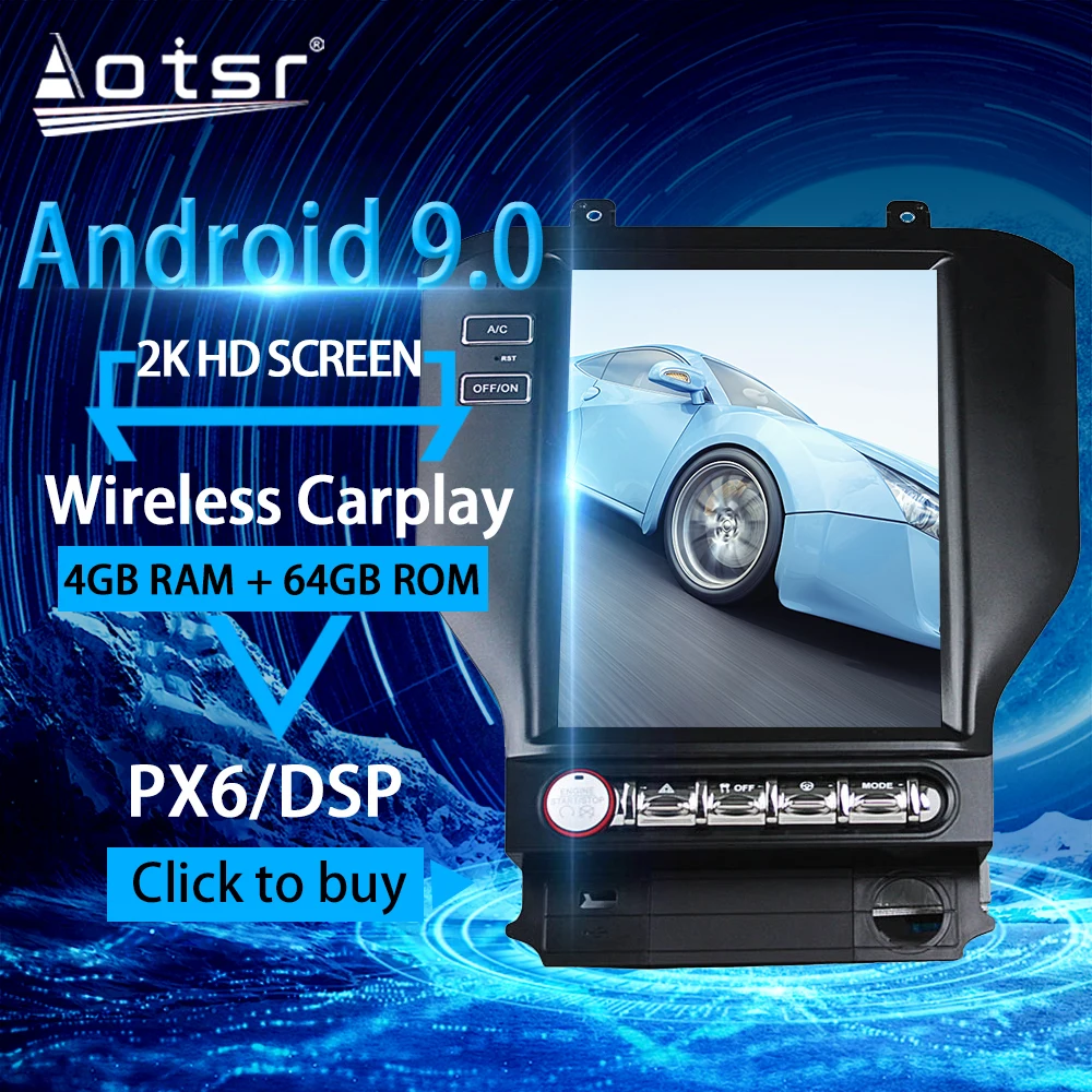 

For Ford Mustang Android Radio tape recorder 2014 - 2018 Car Multimedia Player Stereo head unit Tesla gps Navi No 2din Autoradio
