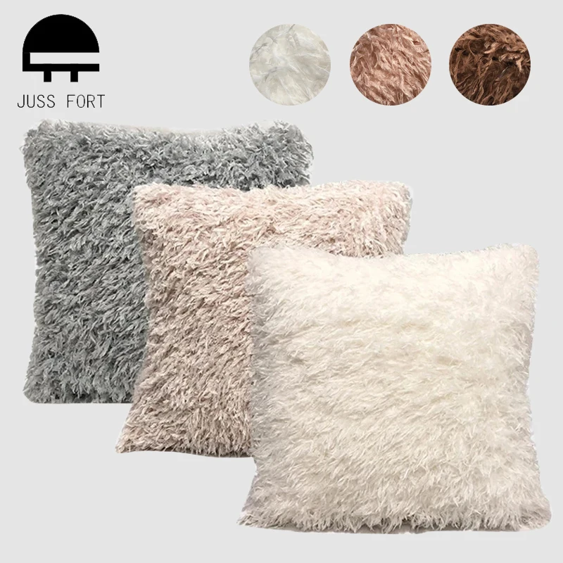 Модный чехол для подушки наволочка диванной плюшевая пушистая мягкая меховая
