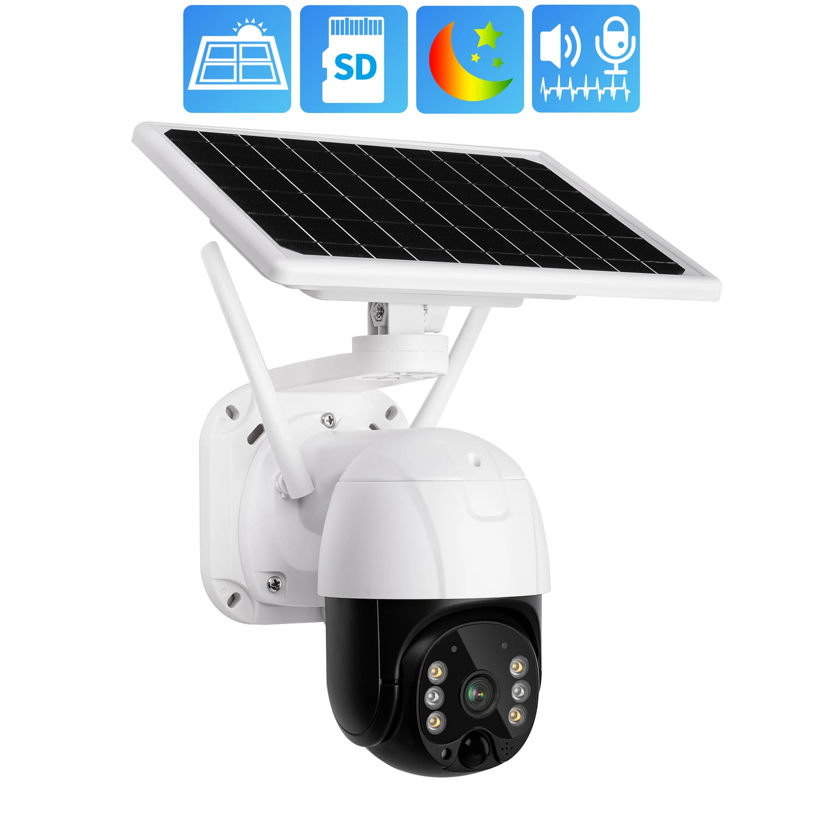 Gadinan Outdoor Wireless 4G /WiFi 3MP IP Camera 8W Solar Panel PTZ Battery Camera Home Security CCTV Video Surveillance Cam