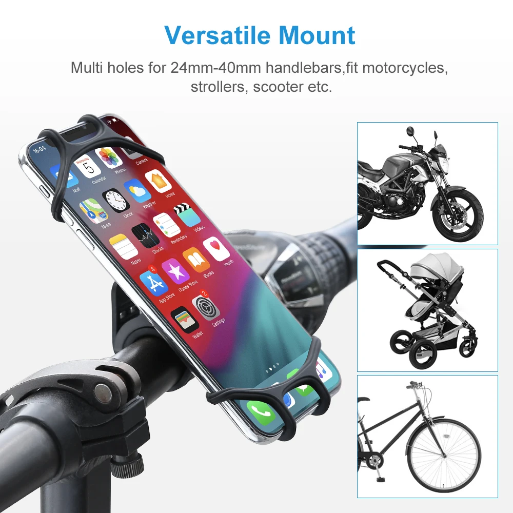 universal 360 rotatable bicycle motorcycle silicone mobile phone holder for iphone 11 12 pro max xiaomi 9 samsung 9 phone holder free global shipping