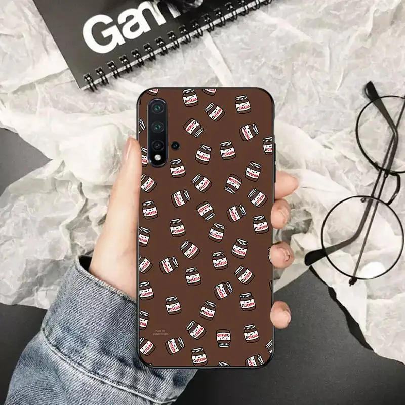 Черный мягкий чехол для телефона PENGHUWAN с шоколадной едой Tumblr Nutella Huawei Honor 20 10 9 8 8x 8c