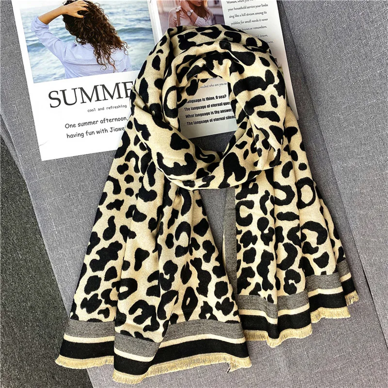 

Sexy Leopard Women Winter Shrugs Scarf Large Ethnic Trend Tassle Cashmere Femme Shawl Wraps Pashmina Fular Sjaal Encharpe Szal