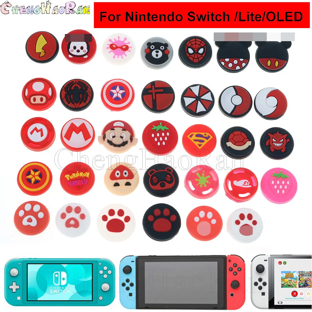 

4x Red Cute Cartoon Silicone Thumb Stick Grip Cap Joystick Cover for Nintendo Switch OLE Lite Joy-con Controller Joystick Caps