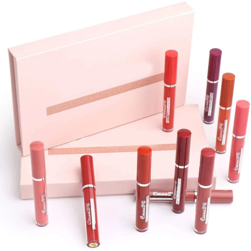 

10 Pcs Matte Liquid Lipstick Set Non-Stick Cup Not Fade Waterproof Long Lasting Lip Gloss for Daily/Travel/Party/Work Cosmetics