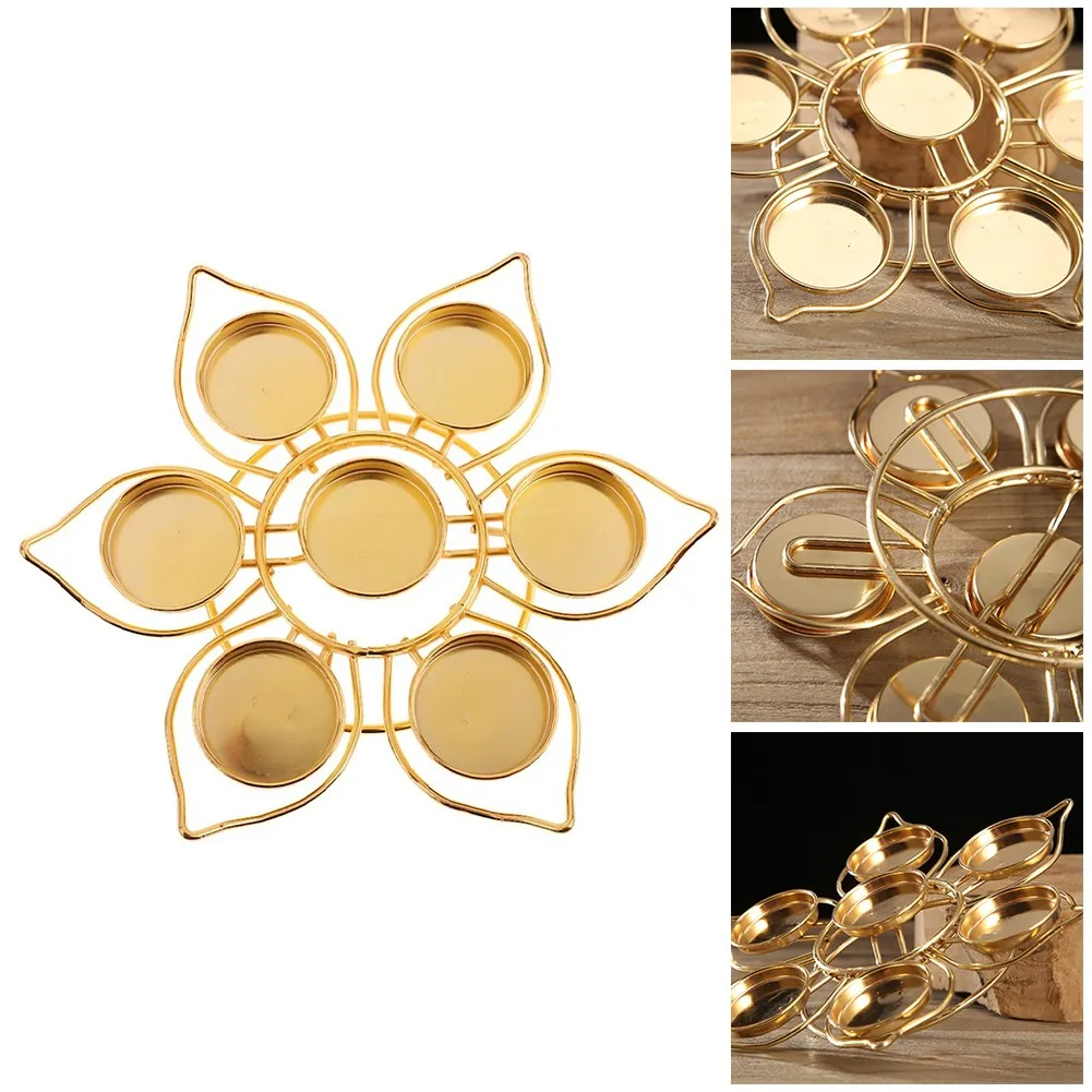 

Alloy Candle Holder Ghee Lamp Holder Assembled Lotus Style Oil Lamp Buddhist Candle Holder Metal Crafts Home Decoration