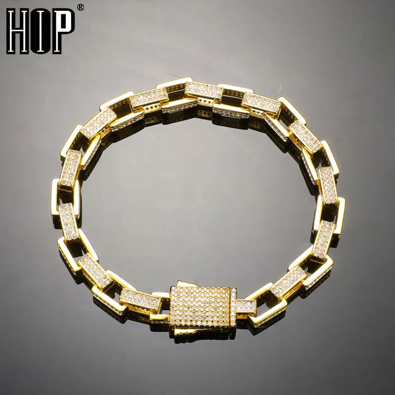 

Hip Hop 7MM Ice Box Brass Copper Cubic Chain Bracelets Cubic Zircon CZ Bracelet Bling For Men Women Jewelry