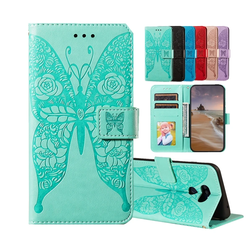 

For LG Stylo 4 5 6 K40S K50S Flip Book Butterfly Leather Cover For LG G8 V40 Thinq New Brand Luxury Fashion Phone Case