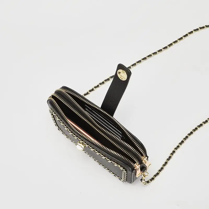 

2021 women's messenger bag summer small chain cross body bag double layer zipper organizer bag girl's money purse classic handba