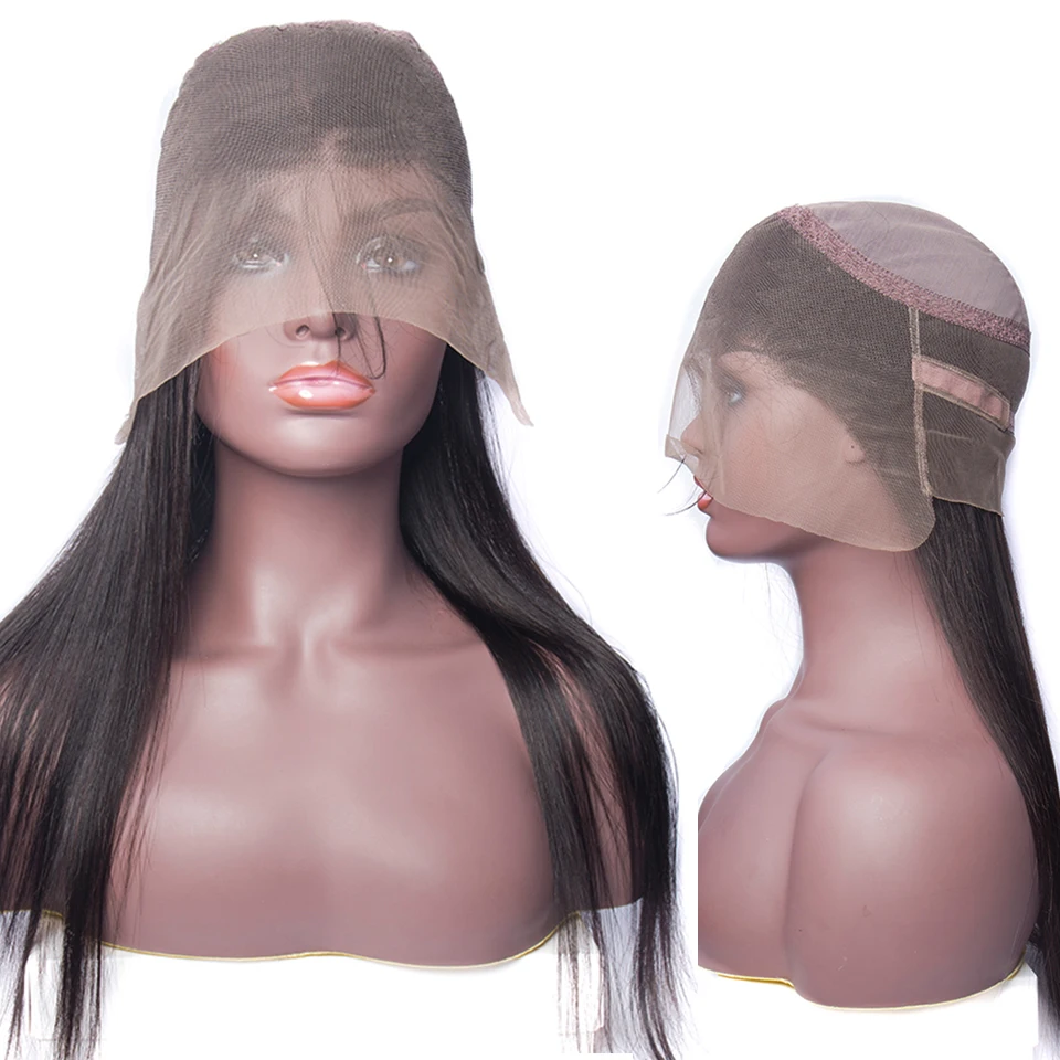 Прямые волосы 360 кружевной фронтальный с крышкой предварительно выщипанные