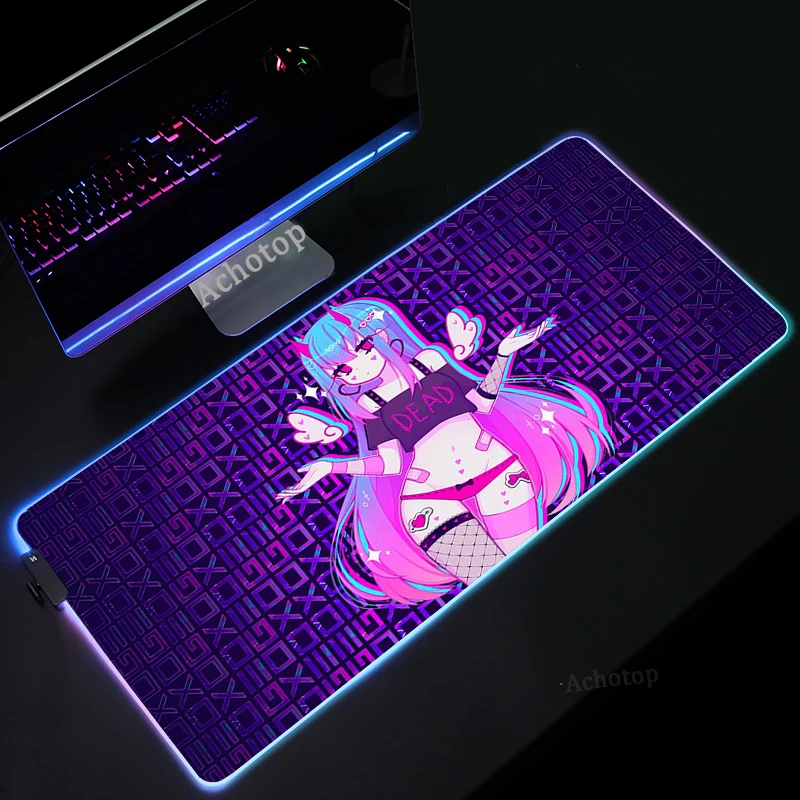 moneko anime game mouse pad rgb mini laptop keyboard pad xxl lock dsek mat led color light mouse pad pc gamer gaming accessories free global shipping