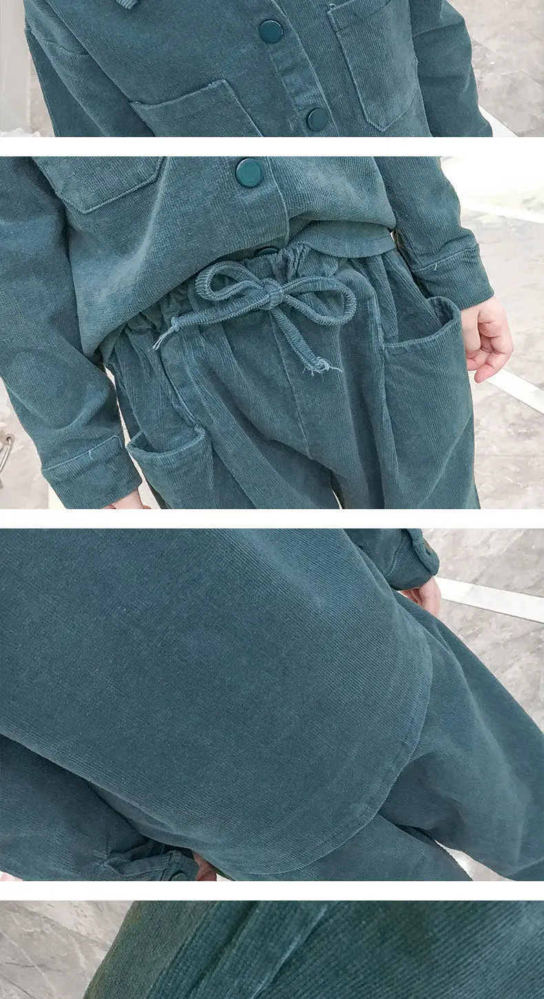 Новая одежда для девочек весенние комплекты рубашки с длинными рукавами + штаны