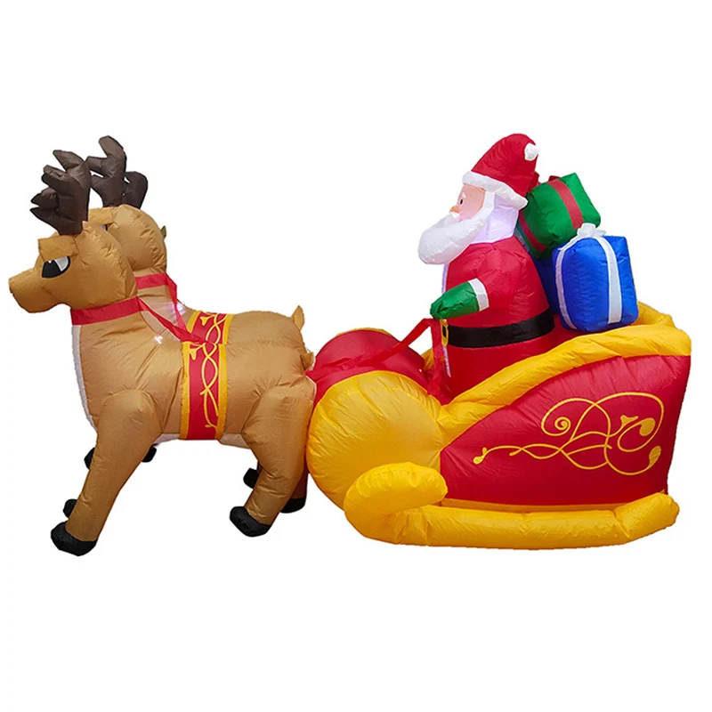 210 см гигантский надувной Санта Клаус двойной олень S светодиодный веселые