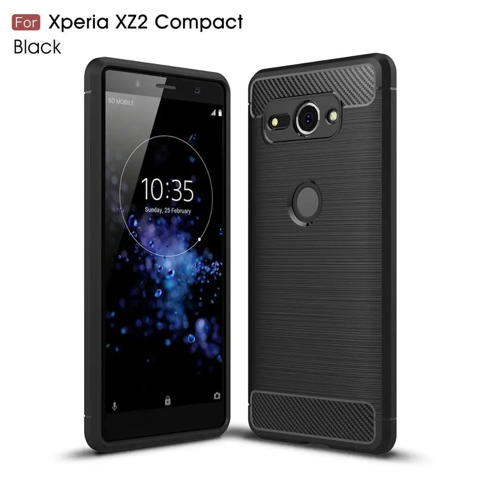 Противоударный чехол из углеродного волокна для Sony Xperia XZ2 мягкий силиконовый Compact