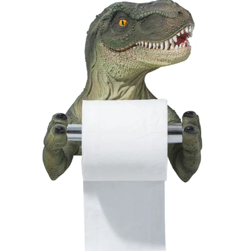 

Dinosaur Punch-Free Tissue Holder Toilet Roll Paper Rack Resin Crafts paper towel holder toilet paper holder